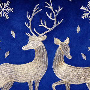 Set di 2 cuscini decorativi in tessuto di velluto blu con motivo natalizio di cervi 45 x 45 cm Accessorio decorativo