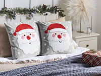 Set di 2 cuscini decorativi in tessuto di velluto grigio Motivo natalizio Babbo Natale 45 x 45 cm Accessorio per la decorazione