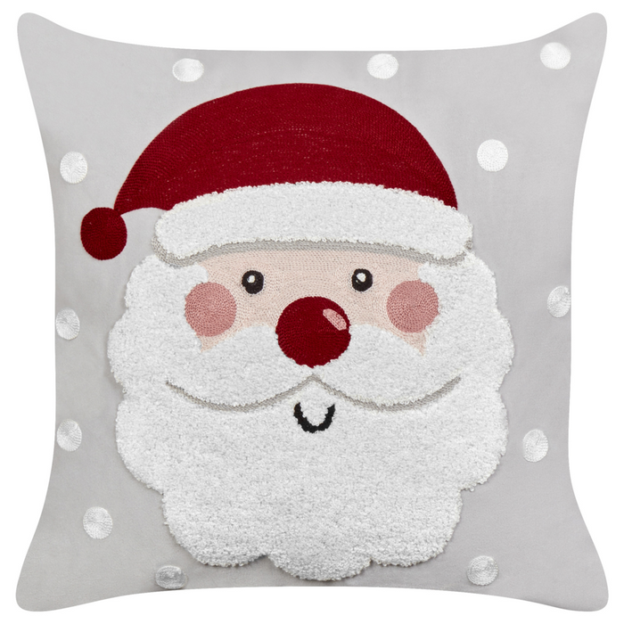 Set di 2 cuscini decorativi in tessuto di velluto grigio Motivo natalizio Babbo Natale 45 x 45 cm Accessorio per la decorazione