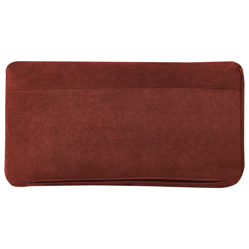 Divano in tessuto rosso a 3 posti in stile retrò con ampi braccioli soggiorno salotto