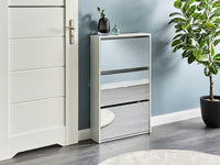 Scarpiera 3 scomparti con telaio in MDF e specchi bianchi design moderno