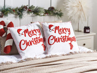 Set di 2 cuscini sparsi in tessuto di cotone rosso e bianco Motivo natalizio 45 x 45 cm Accessorio per la decorazione