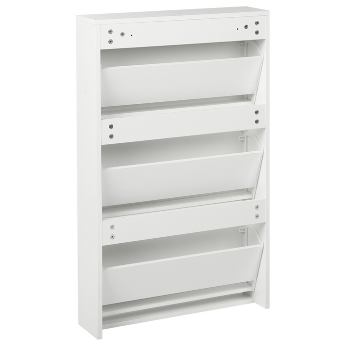 Scarpiera 3 scomparti con telaio in MDF e specchi bianchi design moderno