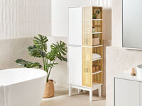 Mobile da bagno in bambù MDF Bianco e legno chiaro Mobili da bagno