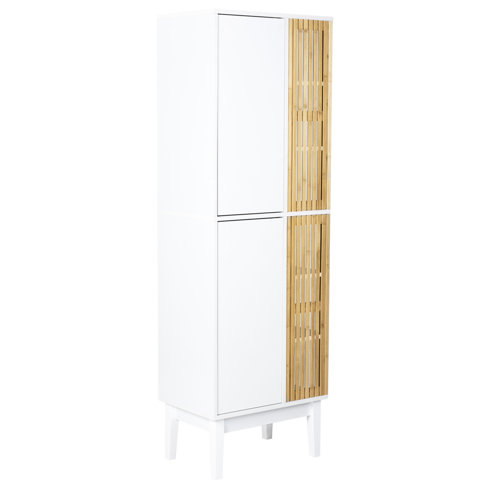 Mobile da bagno in bambù MDF Bianco e legno chiaro Mobili da bagno