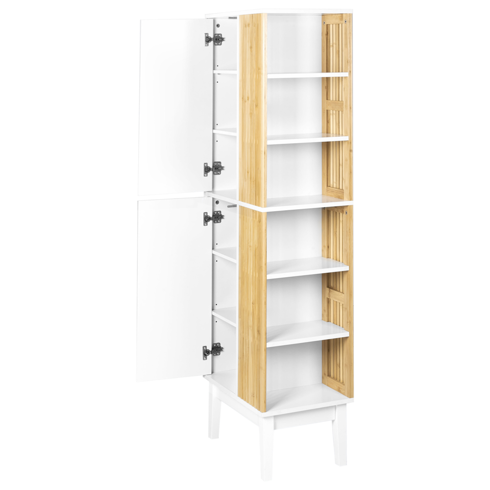 Mobile da bagno in bambù MDF Bianco e legno chiaro Mobili da bagno