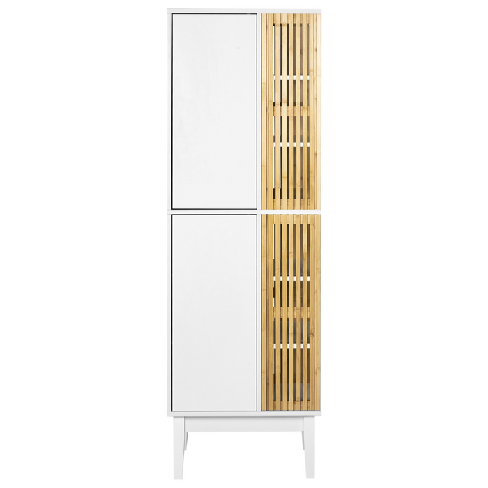 Mobile da bagno in bambù MDF Bianco e legno chiaro Mobili da bagno