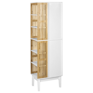 Mobile da bagno in bambù MDF Bianco e legno chiaro Mobili da bagno