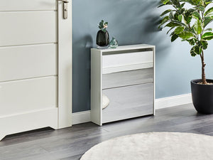 Scarpiera 2 scomparti con telaio in MDF e specchi bianchi design moderno