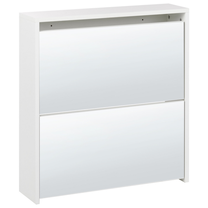 Scarpiera 2 scomparti con telaio in MDF e specchi bianchi design moderno
