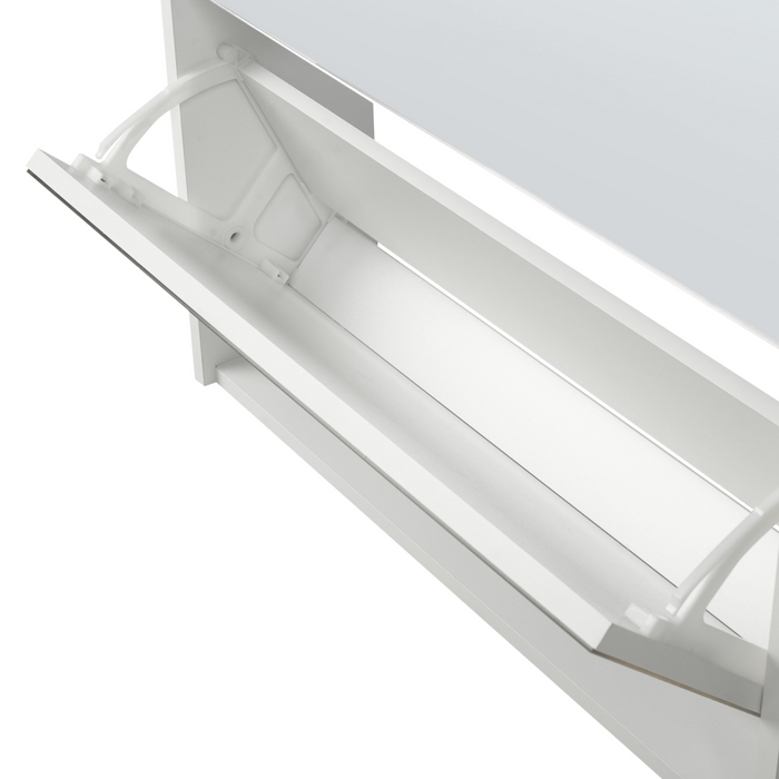 Scarpiera 2 scomparti con telaio in MDF e specchi bianchi design moderno