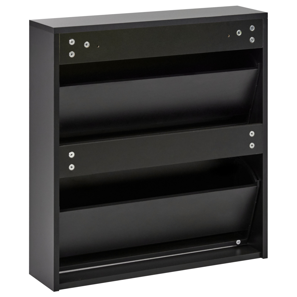 Scarpiera 2 scomparti con telaio in MDF e specchi nero design moderno