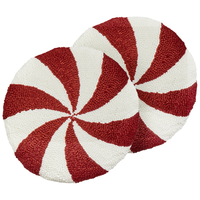 Set di 2 cuscini decorativi in tessuto rotondo bianco e rosso da 40 cm Accessori per la decorazione