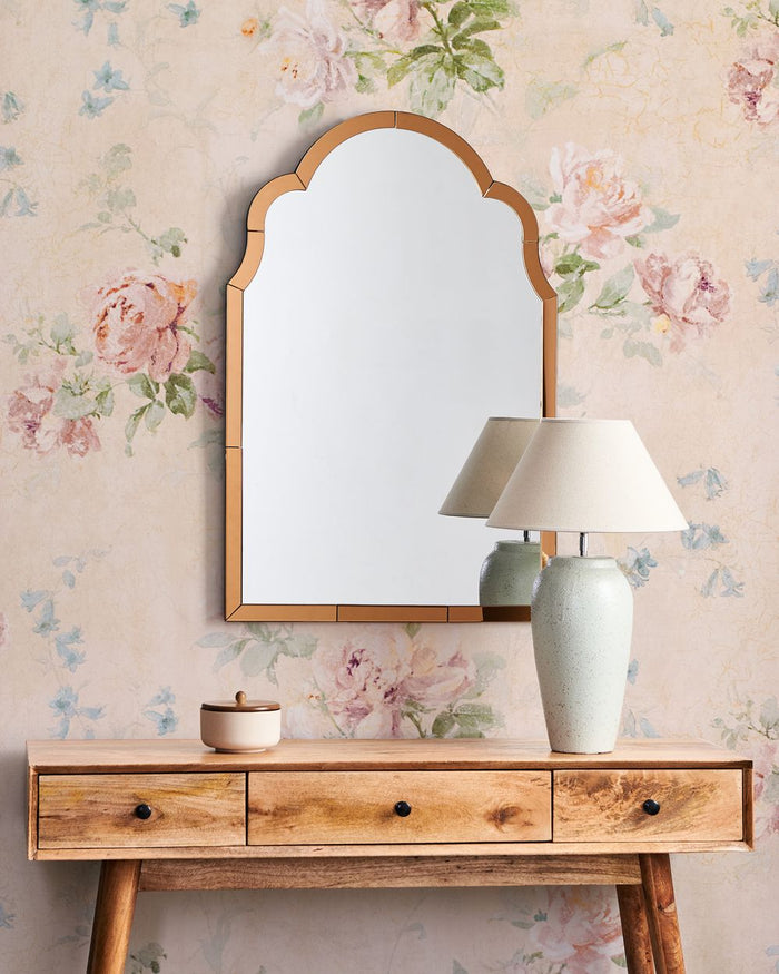 Specchio da parete in vetro oro e MDF 60 x 89 cm Specchio da appendere in stile Art Deco