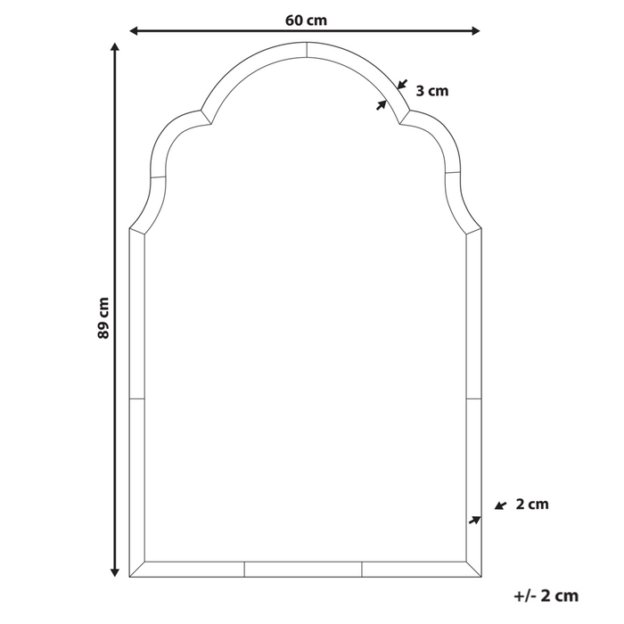 Specchio da parete in vetro oro e MDF 60 x 89 cm Specchio da appendere in stile Art Deco