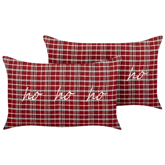 Set di 2 cuscini sparsi in tessuto poliestere rosso con motivo Tartan 30 x 50 cm Accessorio per la decorazione
