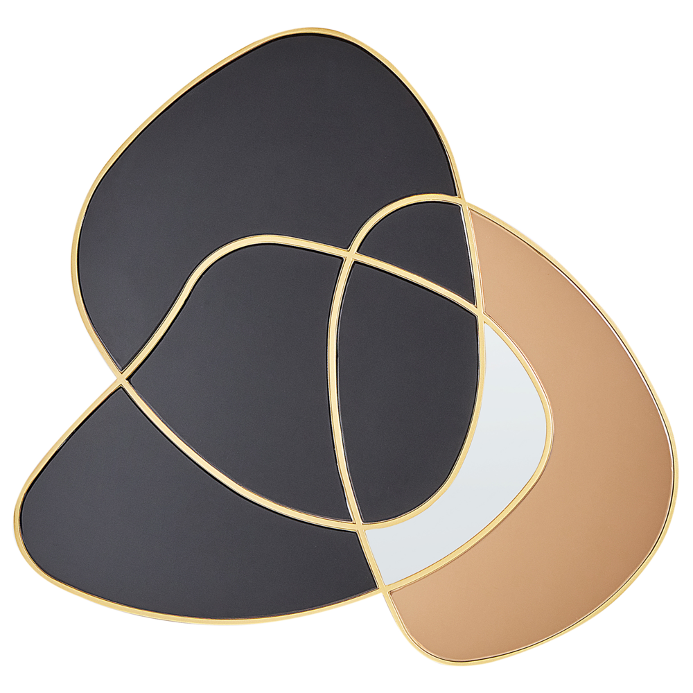 Specchio da parete in vetro nero e oro MDF 99 x 89 cm Forma irregolare