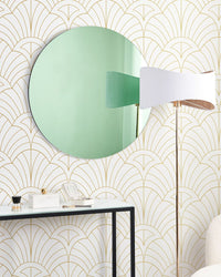 Specchio da parete verde in vetro e MDF 80 cm Rotondo Decorazione da parete moderna