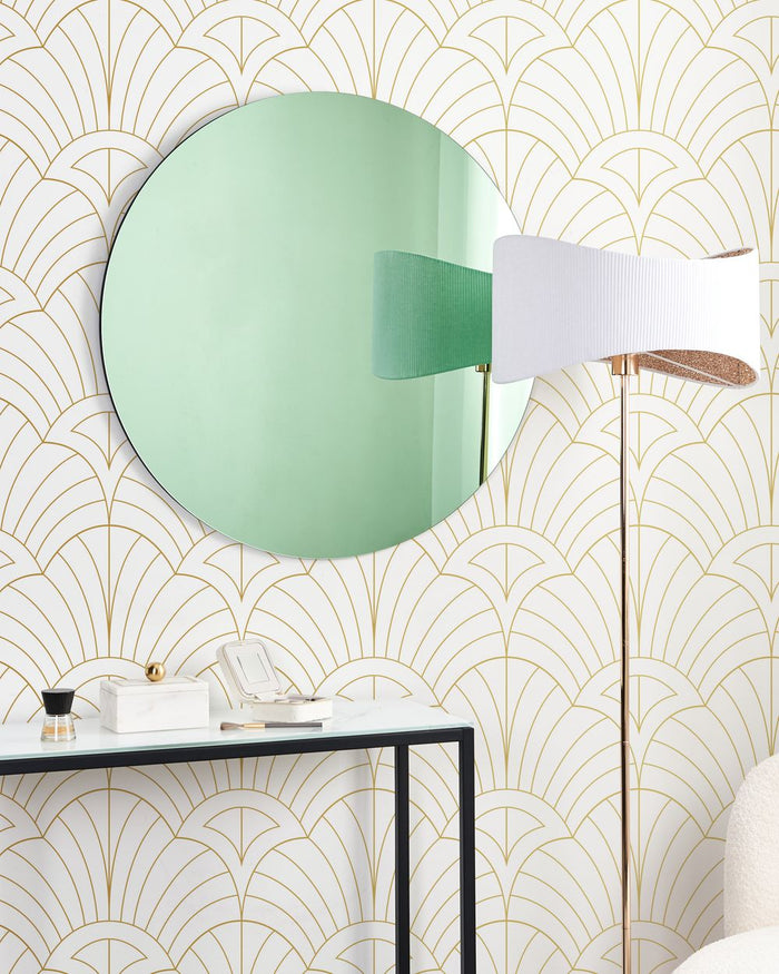 Specchio da parete verde in vetro e MDF 80 cm Rotondo Decorazione da parete moderna