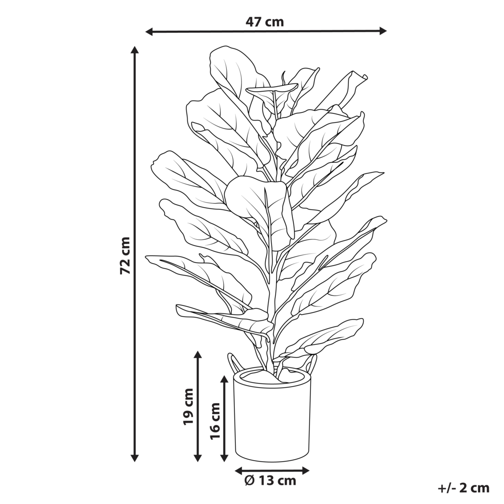 Pianta artificiale in vaso albero di fico 72 cm accessorio decorativo boho