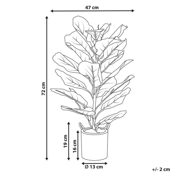 Pianta artificiale in vaso albero di fico 72 cm accessorio decorativo boho