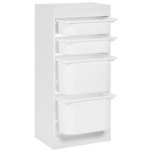 Scaffale a muro unico con 4 cassetti Scatole Camera dei bambini Particle Board Plastica Bianco
