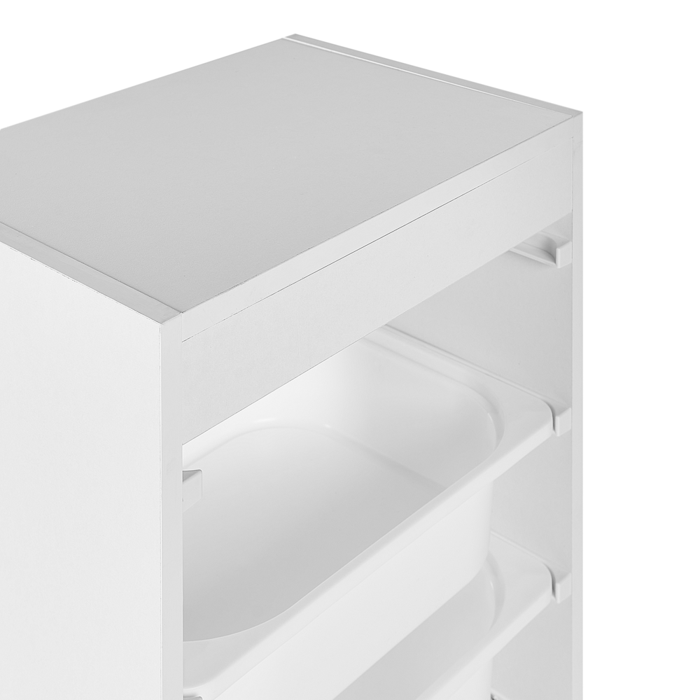 Scaffale a muro unico con 4 cassetti Scatole Camera dei bambini Particle Board Plastica Bianco