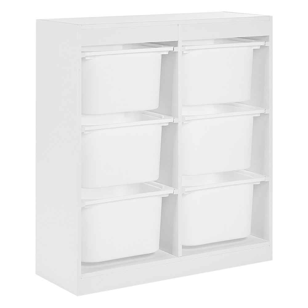 Scaffale con 6 cassetti Scatole Bianco Truciolato Plastica Unico Camera dei bambini