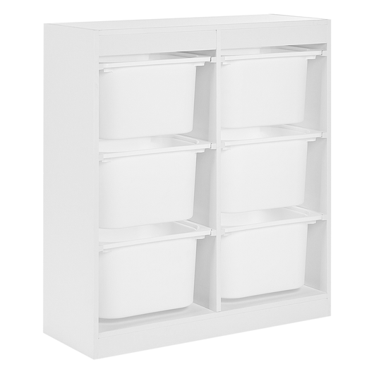 Scaffale con 6 cassetti Scatole Bianco Truciolato Plastica Unico Camera dei bambini