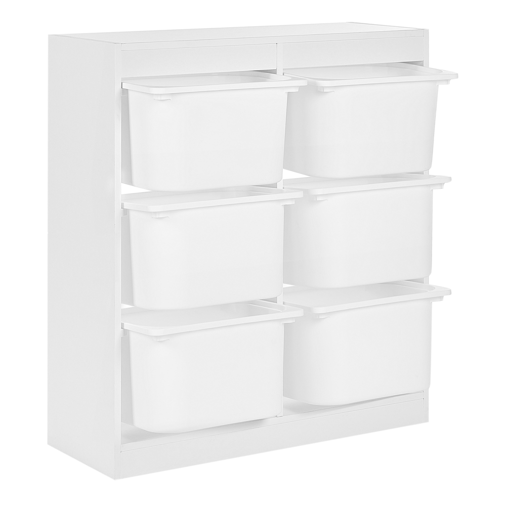 Scaffale con 6 cassetti Scatole Bianco Truciolato Plastica Unico Camera dei bambini