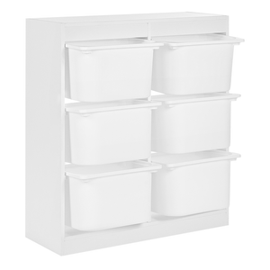 Scaffale con 6 cassetti Scatole Bianco Truciolato Plastica Unico Camera dei bambini