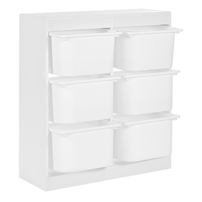 Scaffale con 6 cassetti Scatole Bianco Truciolato Plastica Unico Camera dei bambini
