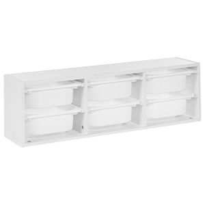 Scaffale a muro unico con 6 cassetti Scatole Camera dei bambini Particle Board Plastica Bianco