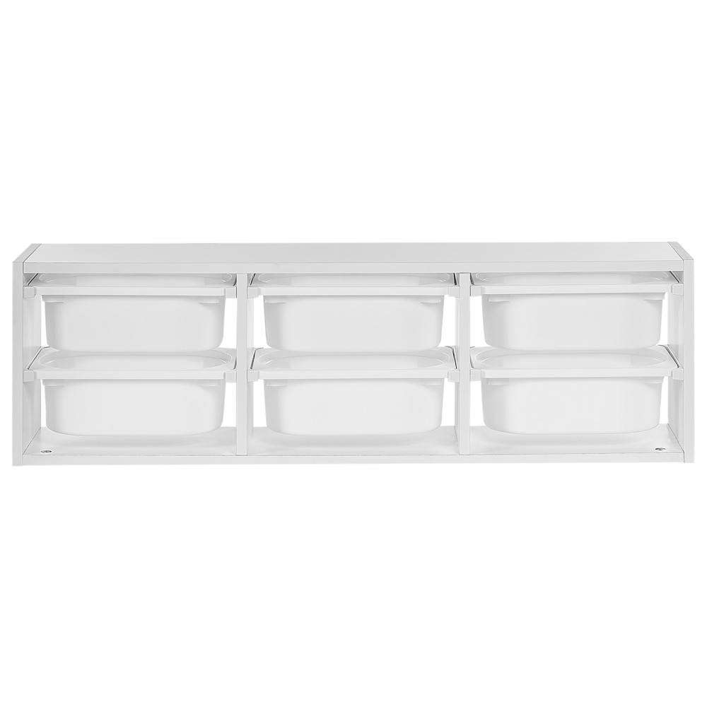 Scaffale a muro unico con 6 cassetti Scatole Camera dei bambini Particle Board Plastica Bianco