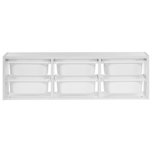 Scaffale a muro unico con 6 cassetti Scatole Camera dei bambini Particle Board Plastica Bianco