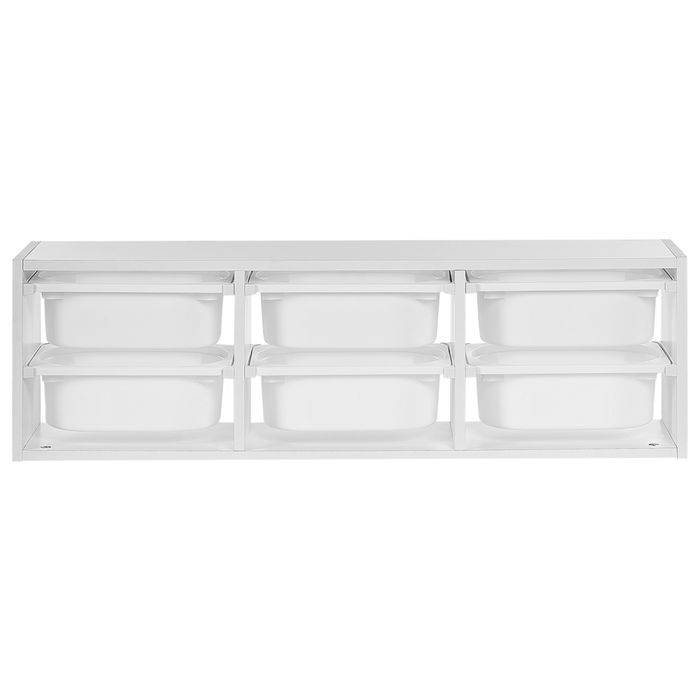 Scaffale a muro unico con 6 cassetti Scatole Camera dei bambini Particle Board Plastica Bianco