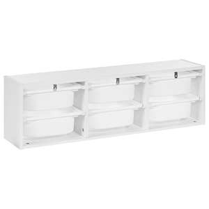 Scaffale a muro unico con 6 cassetti Scatole Camera dei bambini Particle Board Plastica Bianco