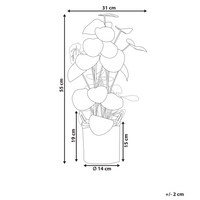 Pianta artificiale in vaso Verde e nero Materiale sintetico 55 cm Pilea Pancake Plant Accessorio decorativo per interni