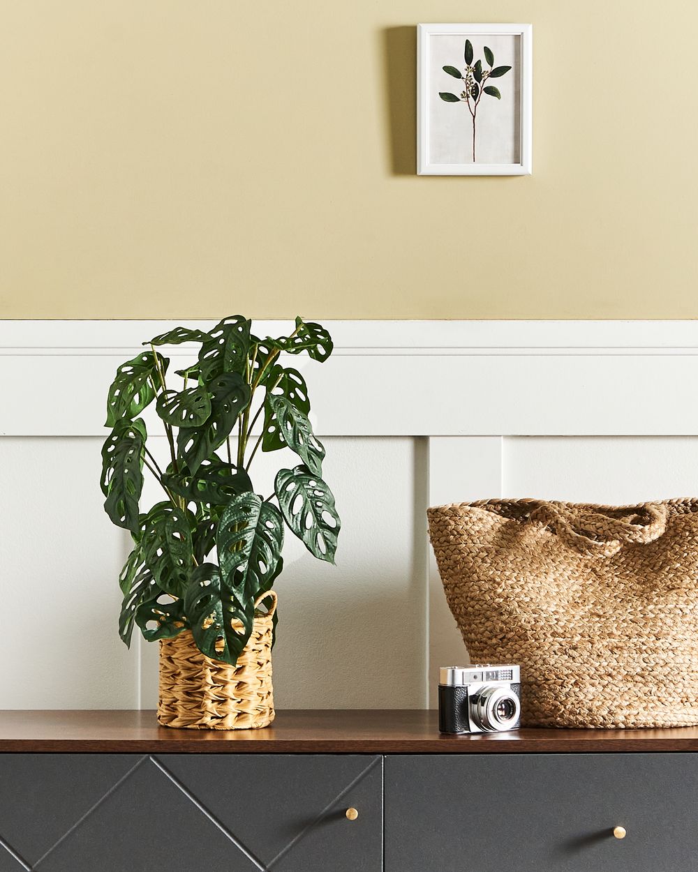 Pianta artificiale in vaso Materiale sintetico verde e nero 53 cm Monstera Plant Accessorio decorativo per interni