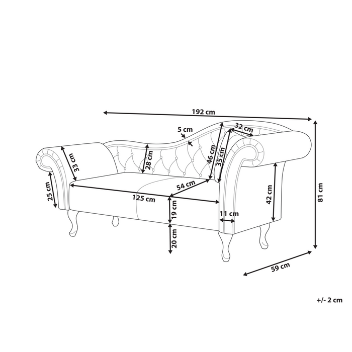 Chaise longue in Velluto Verde Smeraldo Bottone capitonné Tappezzeria versione destra con Cuscino