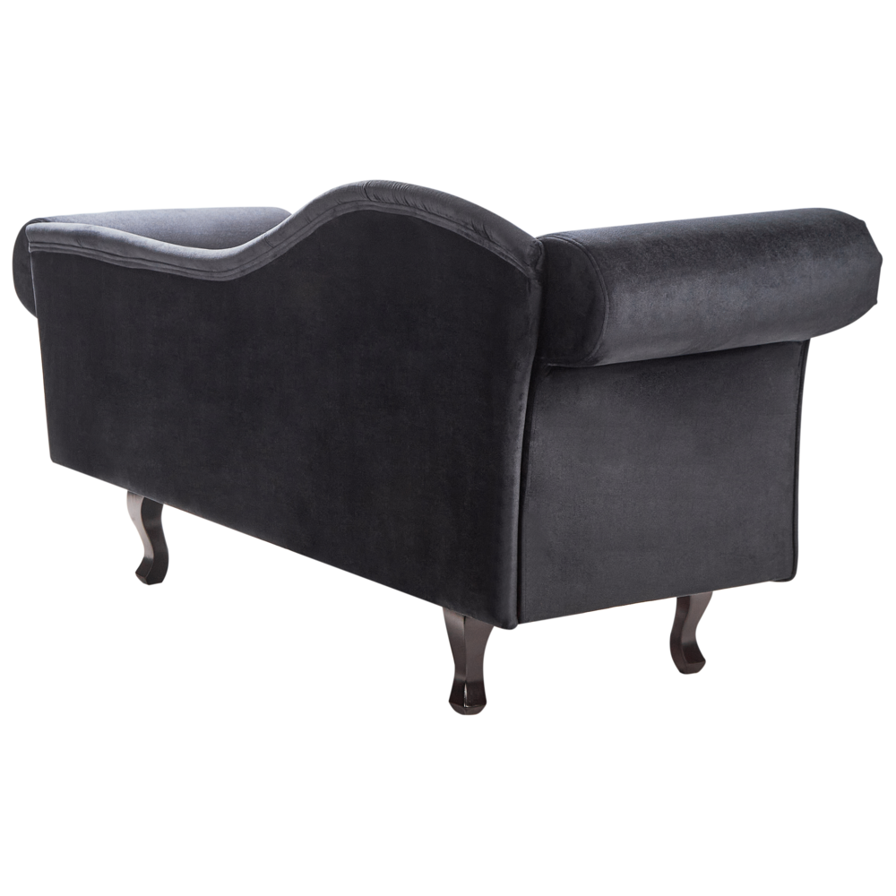 Chaise Lounge in velluto nero imbottito a lato sinistro con cuscino in stile retrò tradizionale Facile da pulire Adatto agli animali domestici