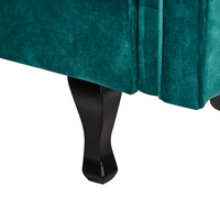 Chaise longue in Velluto Verde Smeraldo Bottone capitonné Tappezzeria versione destra con Cuscino