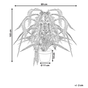 Pianta artificiale in vaso Materiale sintetico verde e nero 105 cm Pianta di foglie di felce Accessorio decorativo per interni