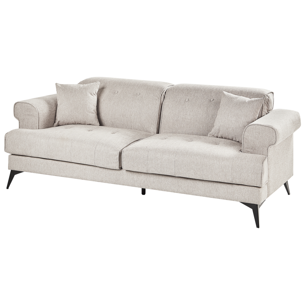 Set di divani 5 posti in tessuto tortora con poggiatesta regolabili stile moderno