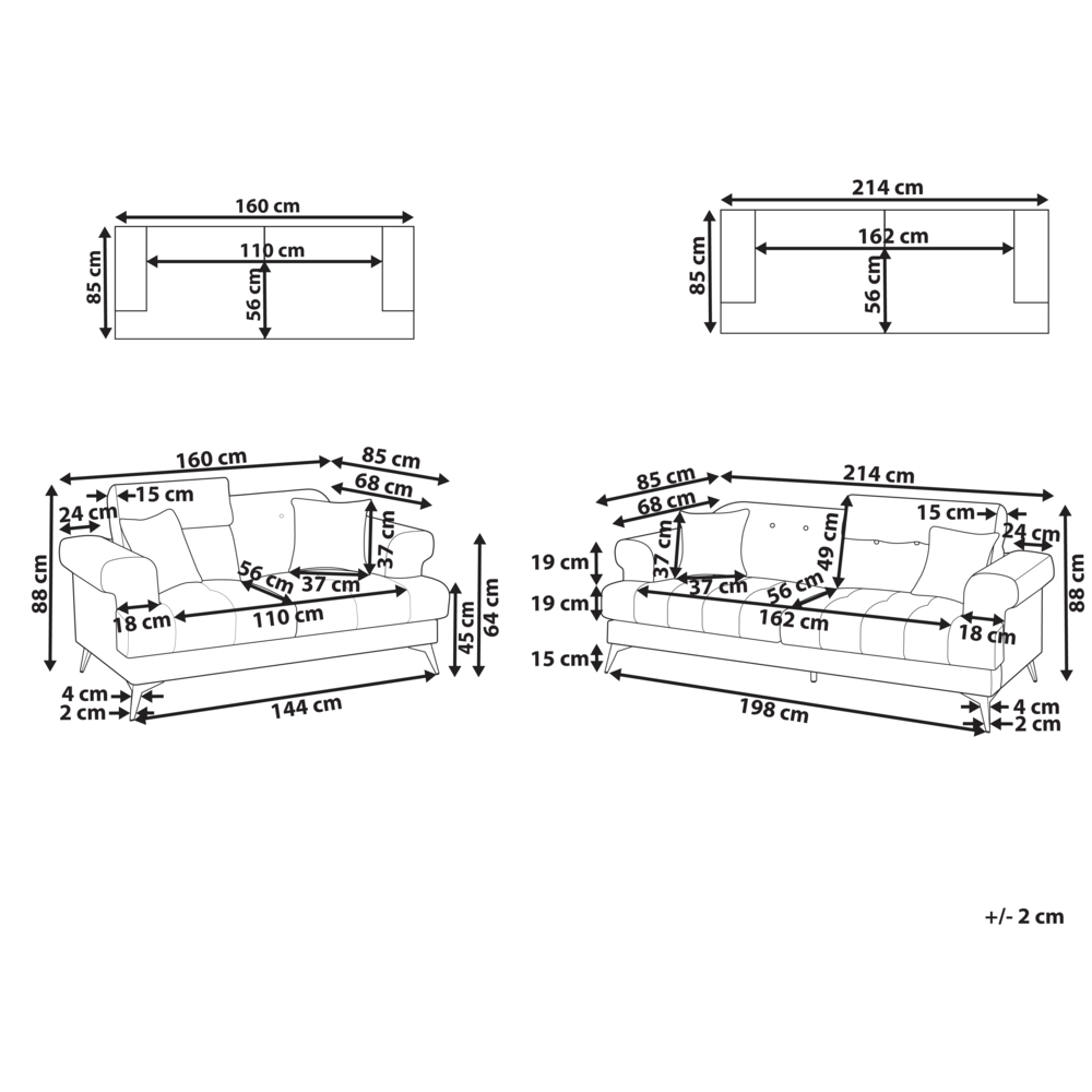 Set di divani 5 posti in tessuto tortora con poggiatesta regolabili stile moderno