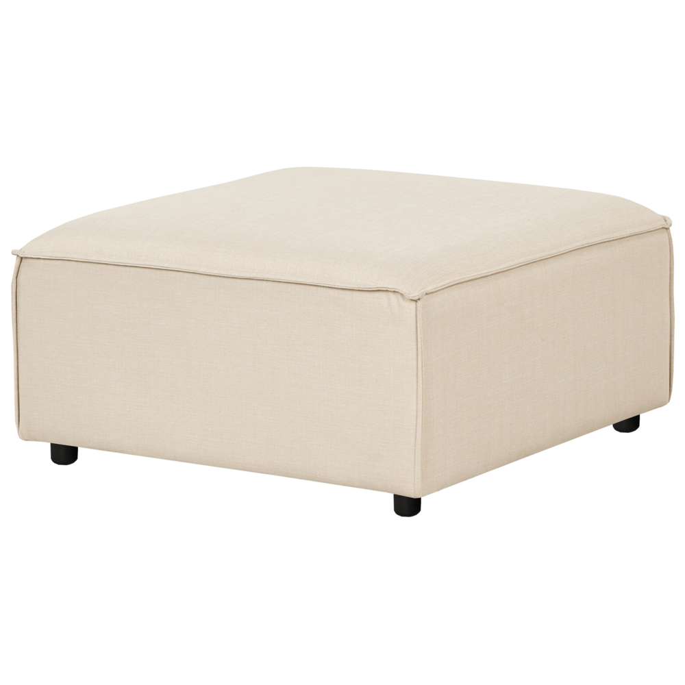 Pouf quadrato imbottito in tessuto beige e gambe nere soggiorno Stile moderno