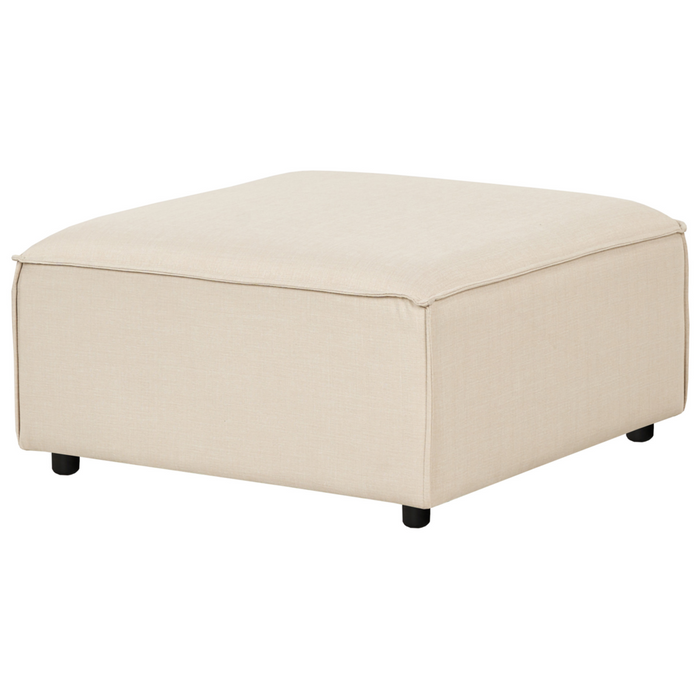 Pouf quadrato imbottito in tessuto beige e gambe nere soggiorno Stile moderno