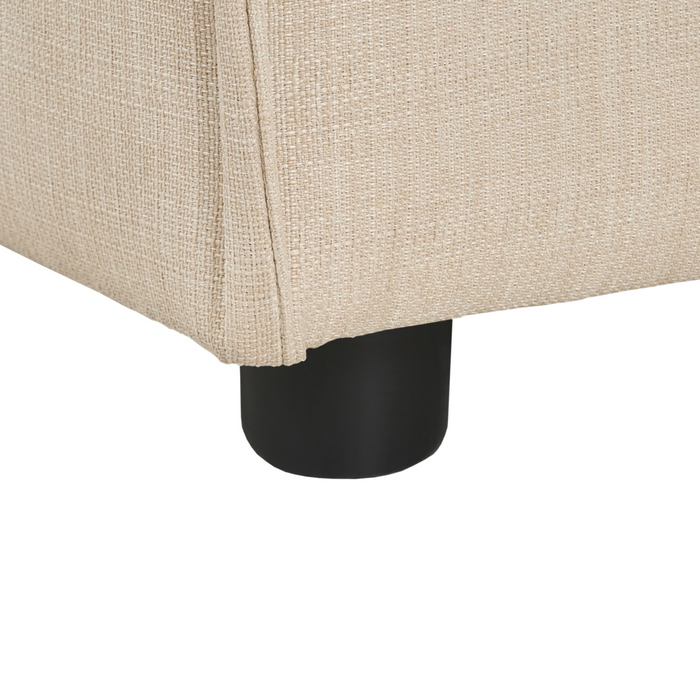 Pouf quadrato imbottito in tessuto beige e gambe nere soggiorno Stile moderno