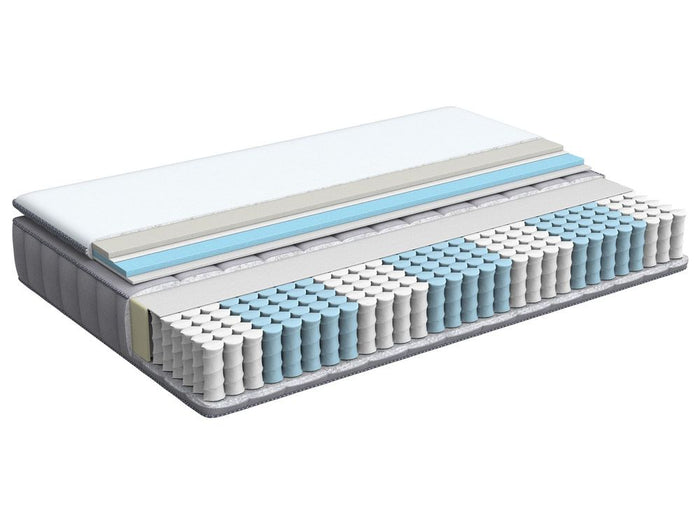 Materasso a molle insacchettate EU misura matrimoniale 140 x 200 cm con imbottitura in memory foam rinfrescante rivestimento rimovibile 3 piedi dura rigidità design moderno trapuntato