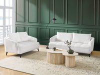 Set di divani a 2 + 3 posti con struttura in legno Boucle bianco Soggiorno